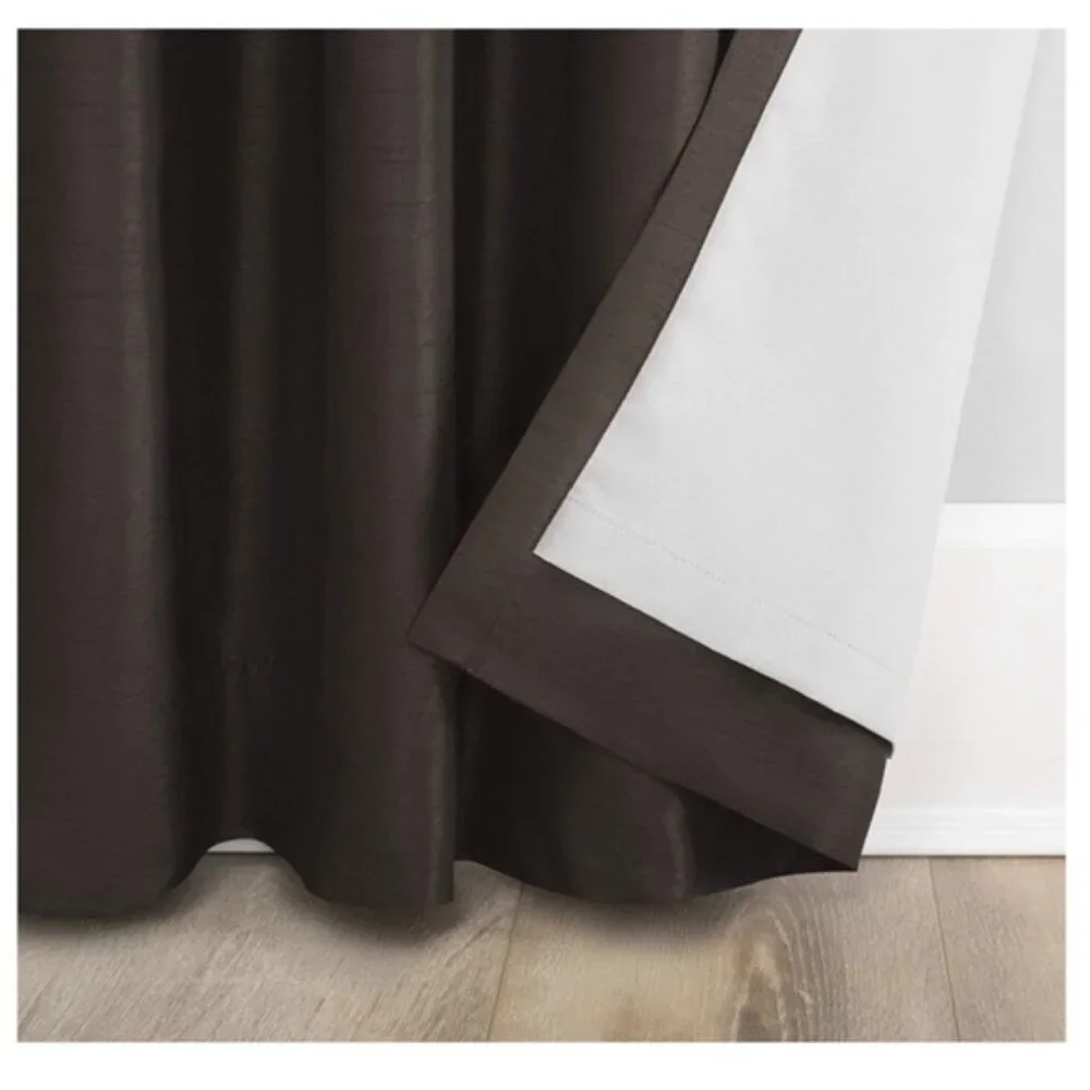 Sun Zero Faux Dupioni Silk Thermal Blackout Back Tab Curtain  50